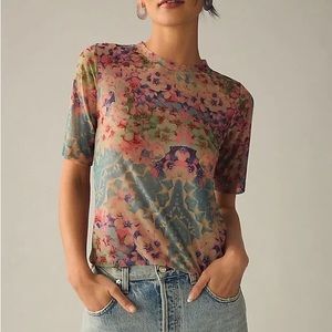Anthropologie - Porridge Mesh Half-Sleeve Top